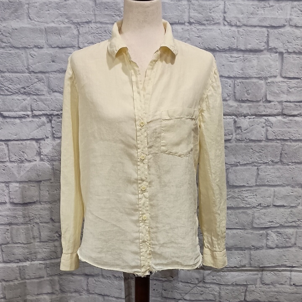 Cloth & Stone Cream Casual Button Down Shirt